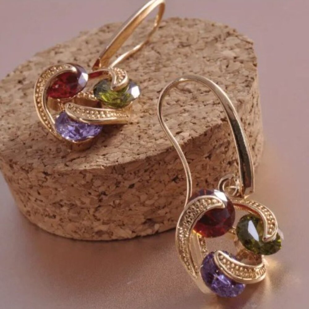 💥18K Gold Plated Earrings Elegant 18K Gold Plated Round Cut Zirconia Earrings